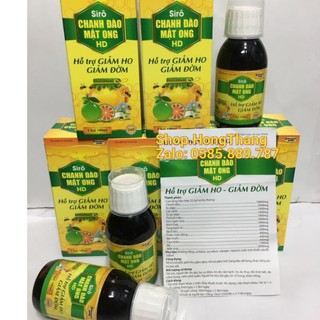 Sirô Chanh Đào Mật Ong HD giảm ho, giảm viêm họng, giảm đờm, hết khò khòe chai 100ml