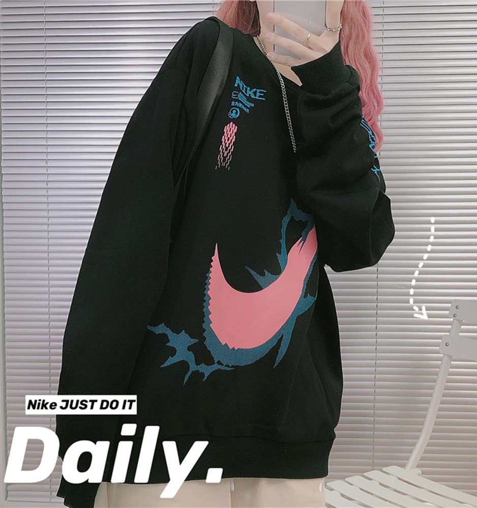 Áo sweater dáng rộng thời trang Hiphop đường phố Nike mùa thu dành cho nữ | BigBuy360 - bigbuy360.vn