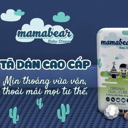 Tã dán bỉm Mamabear bông hữu cơ chống tràn an toàn cho trẻ sơ sinh S/M/50 miếng