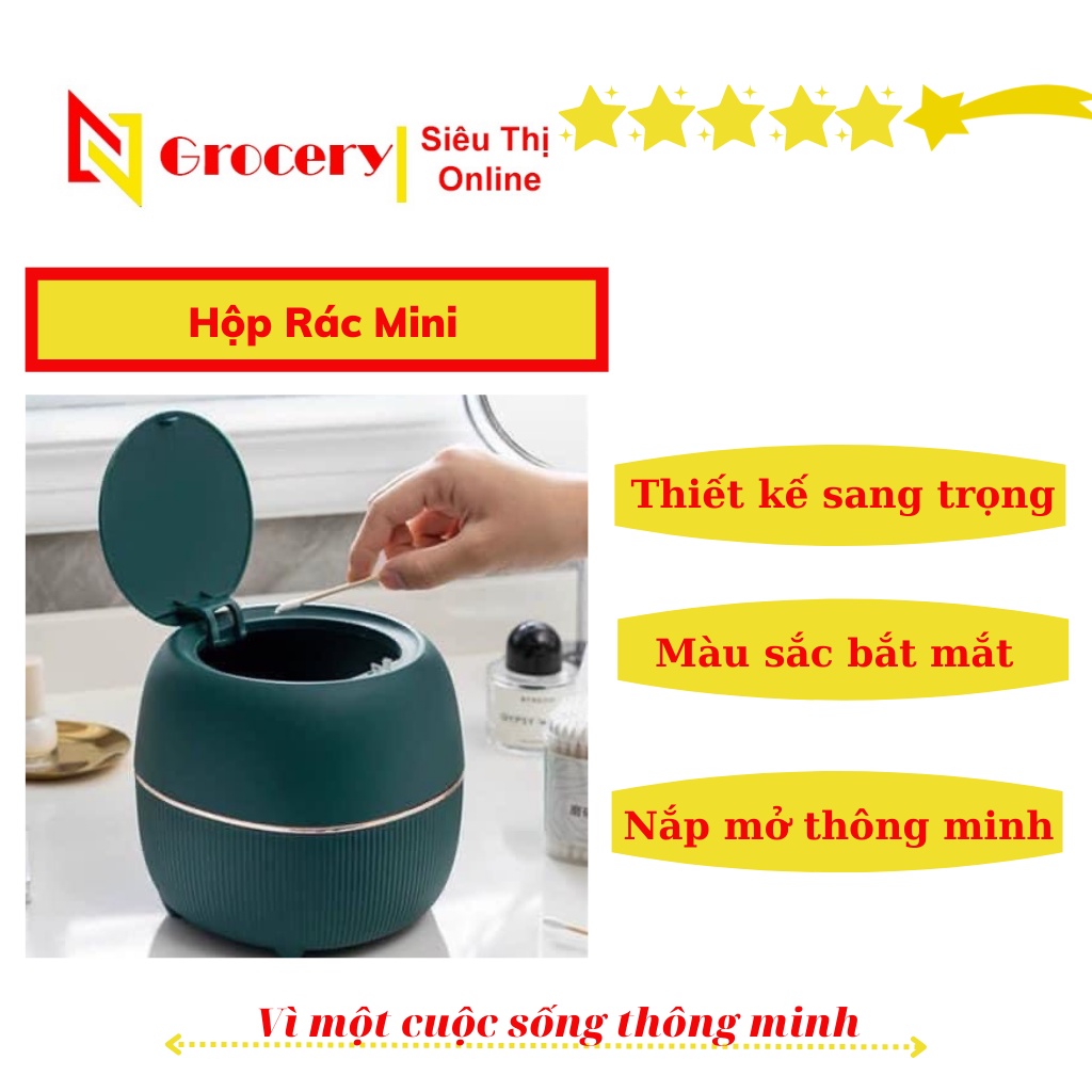 Thùng Rác Mini Để Bàn Tiện Lợi Thùng Rác Văn Phòng Thông Minh Phong Cách Hiện Đại Có Nắp Bấm