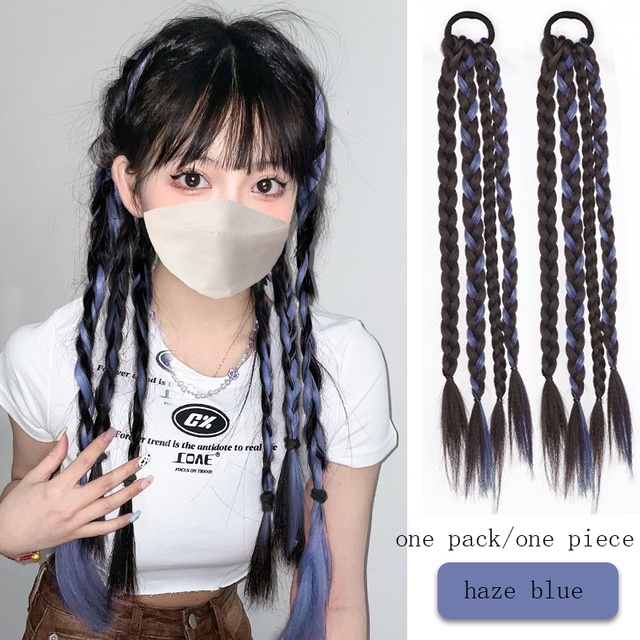 Bím Tóc Giả Bằng Sợi Tổng Hợp Màu Hồng Dễ Thương Dùng Để Nối Tóc Đuôi Ngựa