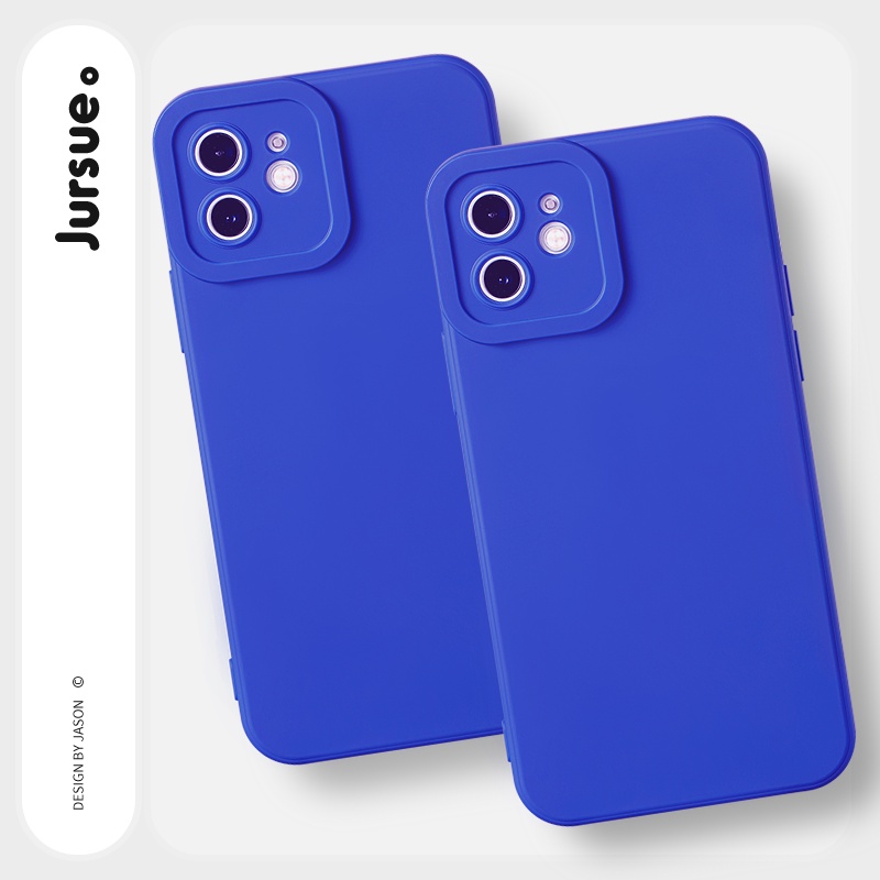 Ốp điện thoại JURSUE viền vuông màu xanh thích hợp cho iPhone 14 13 12 11 ProMax SE 2020 X XR XS 8 7 ip 6S 6 Plus YCS11