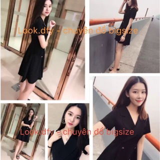 (Order-ảnh thật) S-4xl Váy cổ vest 6 cúc dọc basic đơn giản thanh lịch