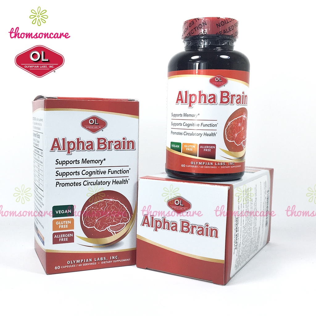 Bổ não, tăng cường trí nhớ, tập trung Alpha Brain từ Olympian Labs Mỹ Hộp 60 viên từ Ginkgo biloba 120mg