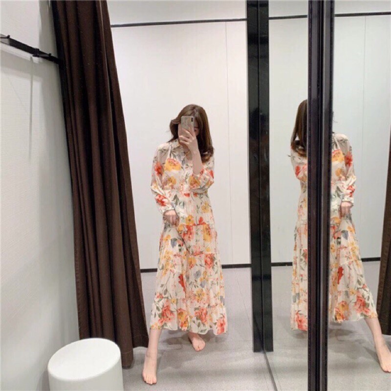 Đầm maxi vintage xinh đẹp Ảnh video thật