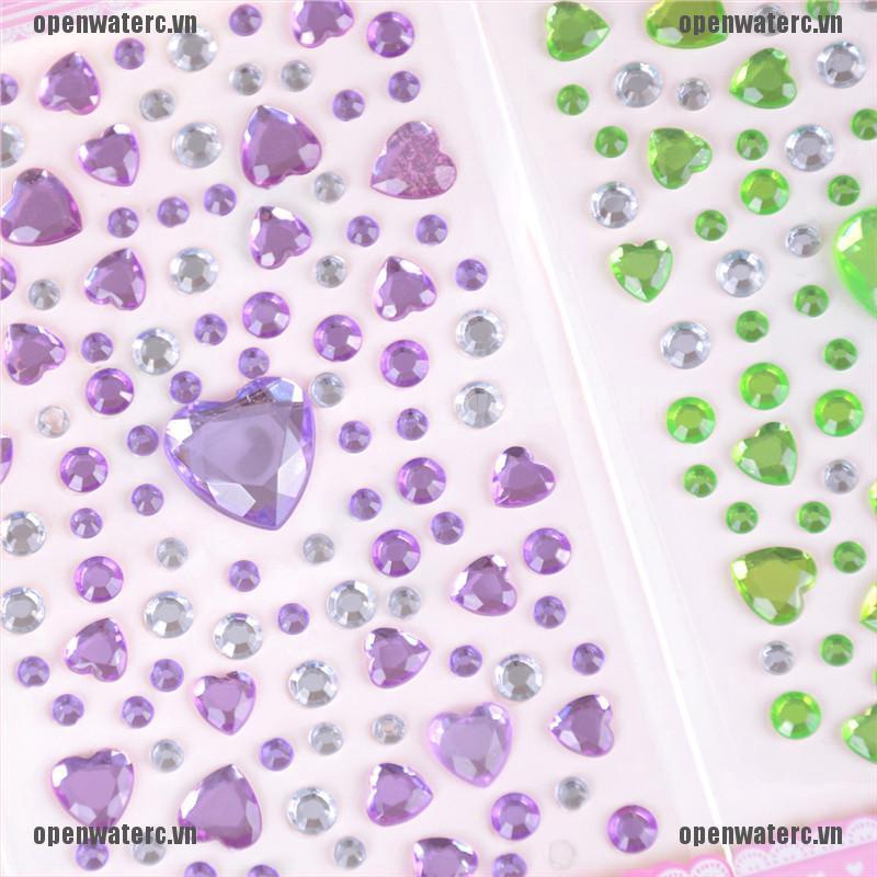 1 Tờ Sticker Đính Đá Hình Trái Tim Trang Trí Điện Thoại / Sổ Tay Diy
