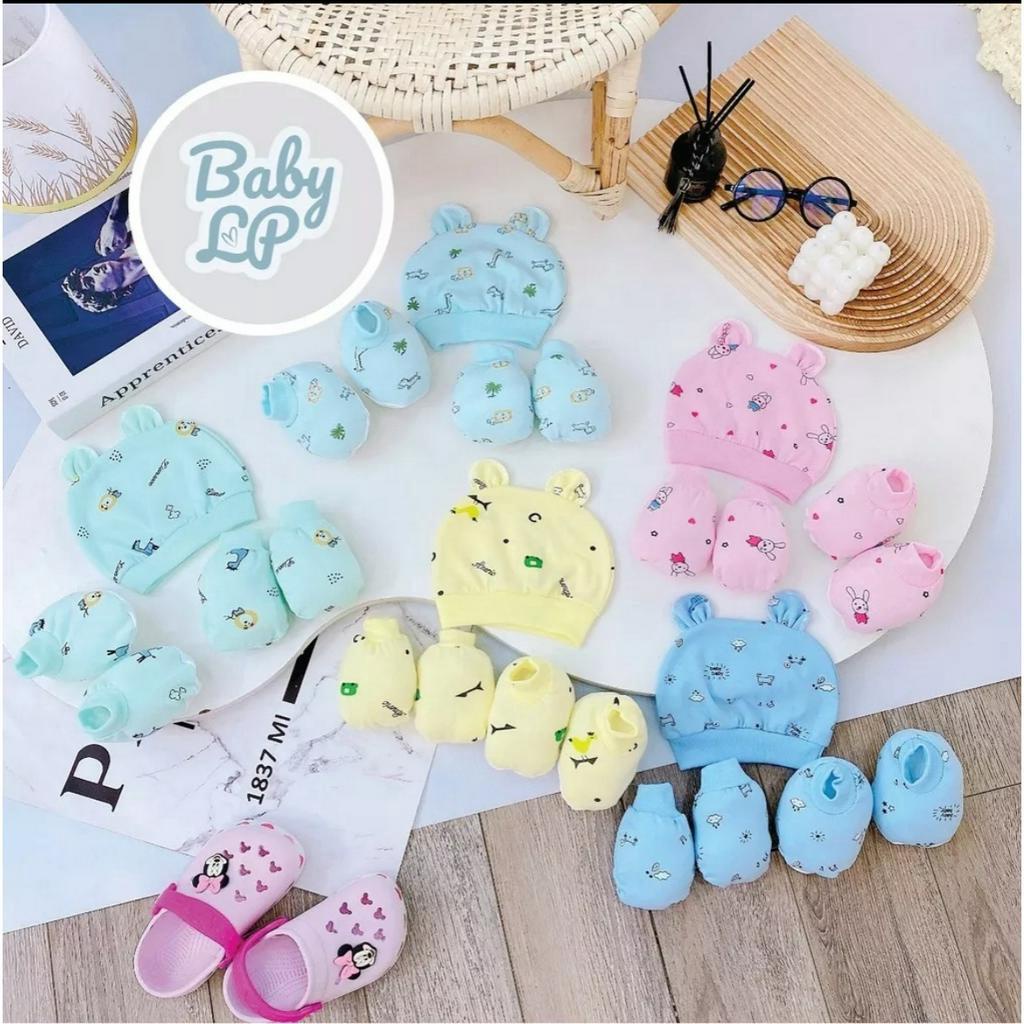 Set mũ bao tay chân cotton cho bé