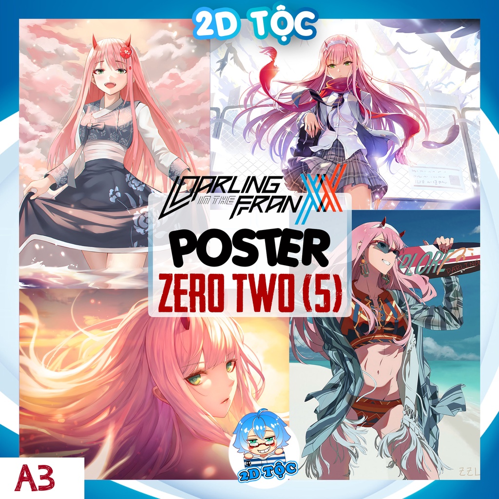 TRANH POSTER A3 ZERO TWO (5) ANIME MANGA DARLING IN THE FRANXX CHẤT LIỆU GIẤY CAO CẤP - 2D TỘC SHOP
