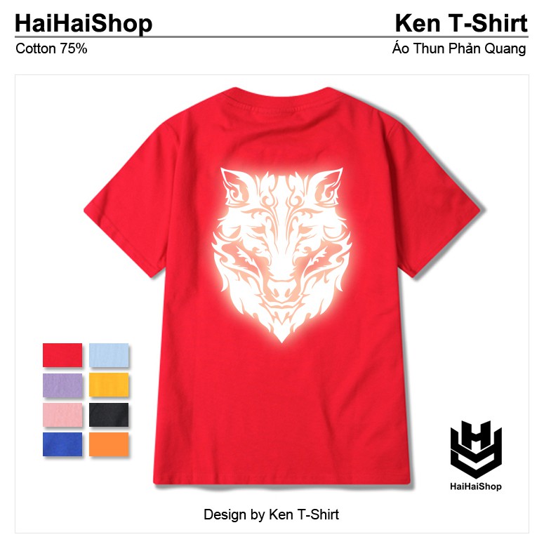 Áo Thun Phản Quang Chó Sói Hoa Văn Cotton 75%,Form Rộng Unisex,Nam Nữ Đẹp Ken T-Shirt. | BigBuy360 - bigbuy360.vn