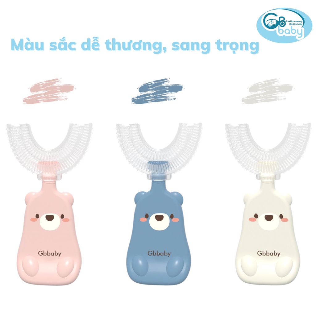 Bàn chải đánh răng cho bé chữ U chất liệu Silicon GB-Baby chịu được lực cắn dùng cho bé từ 1 tuổi -12 tuổi