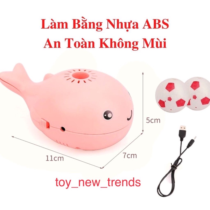 Đồ chơi, cá voi thổi bóng. Màu sắc rõ nét, có sạc pin, di chuyển dễ dàng.