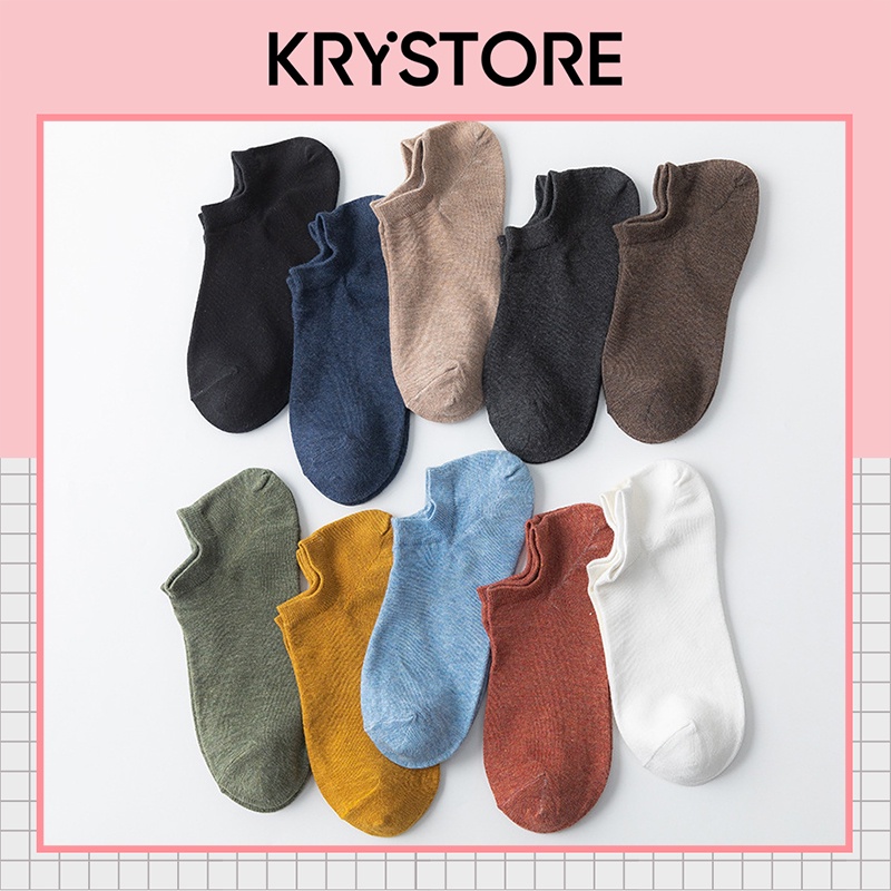 Tất nam cổ ngắn cotton Krystore thấm hút tốt NC27
