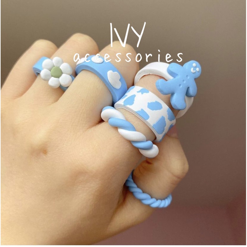 Nguyên liệu làm nhẫn Chunky Rings, Deco Đất Sét Set Đất Nhật Siêu Nhẹ Tự Khô Đất Set Polymer Siêu Dễ Thương