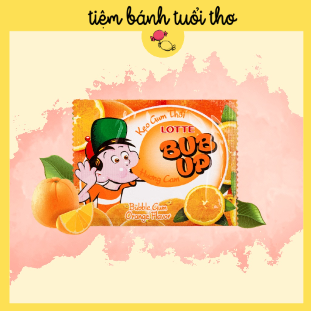 Combo Dây Kẹo Sing Gum Lotte Bup Up (8 tép) 3 vị Dâu Cam Nho Ăn Vặt Tuổi Thơ