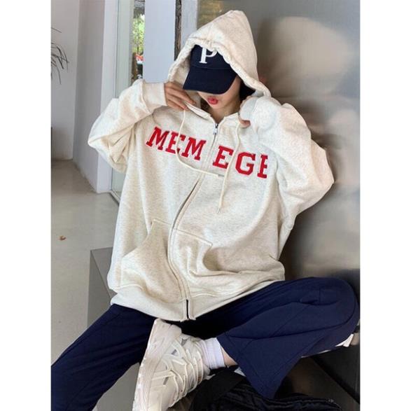 Khoác Nỉ Chữ Mem Unisex Nam Nữ Dáng Rộng Kiểu Dáng Năng Động Oversize Khoác Đi Nắng