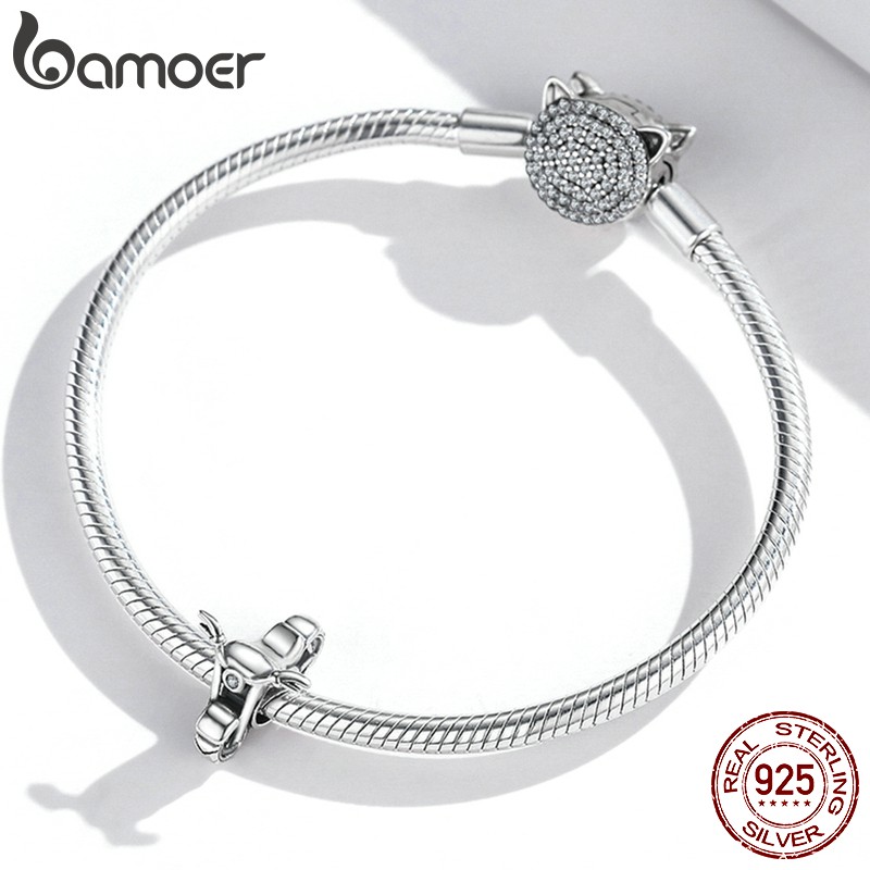 Mặt phụ kiện Bamoer Bsc533 bạc 925 hình xe moto làm vòng tay diy/quà tặng