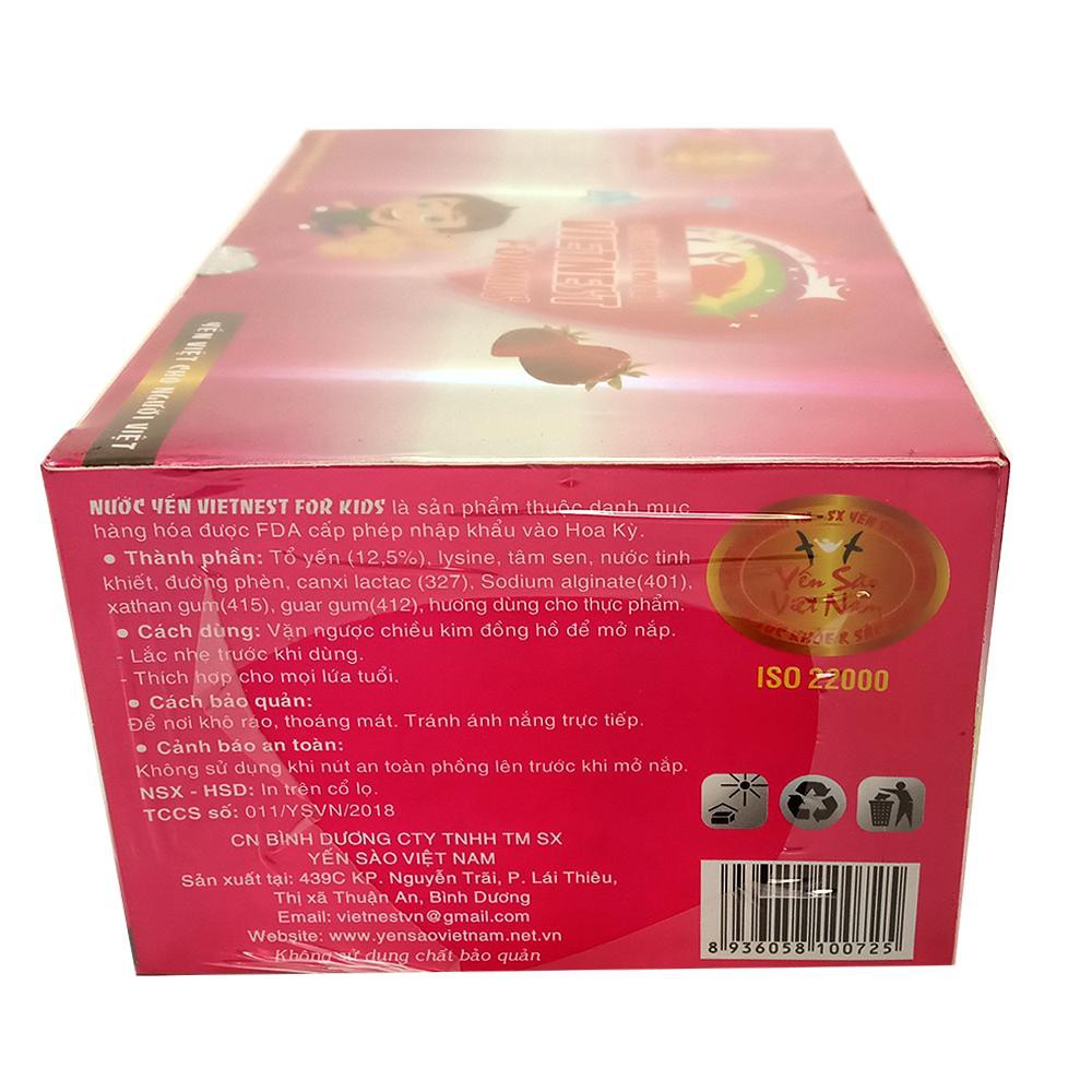 Hộp 6 lọ nước yến cao cấp vị dâu chưng sẵn nhiều vitamin cho bé VIETNEST For Kids 70ml