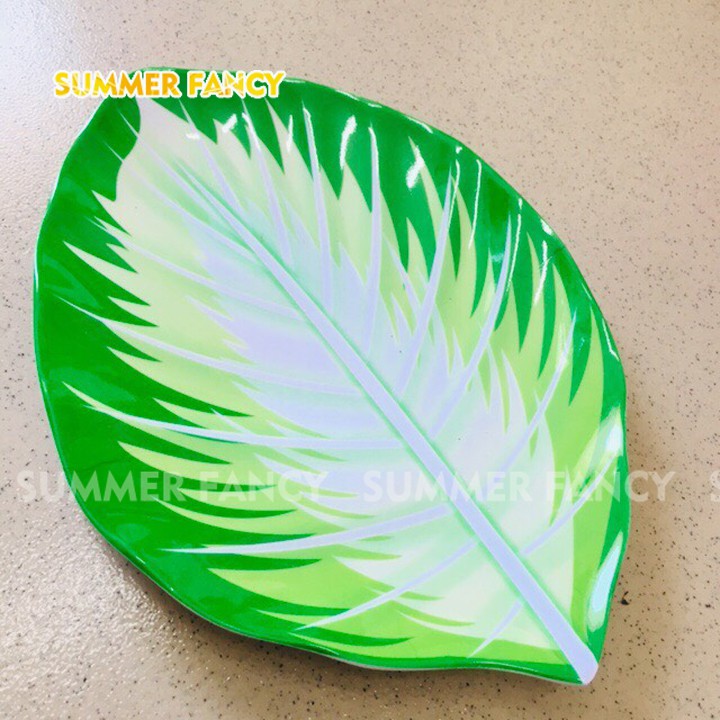 Dĩa in vân lá 22.5 x 15.6 x 2 cm nhựa melamine phíp hình chiếc lá, phíp  - Leaf dish F-HXL06