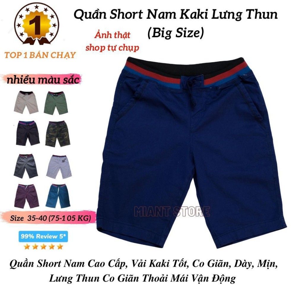 Quần Short Nam Kaki Lưng Thun Chất Co Giãn Big Size ( Mát - Nhẹ )