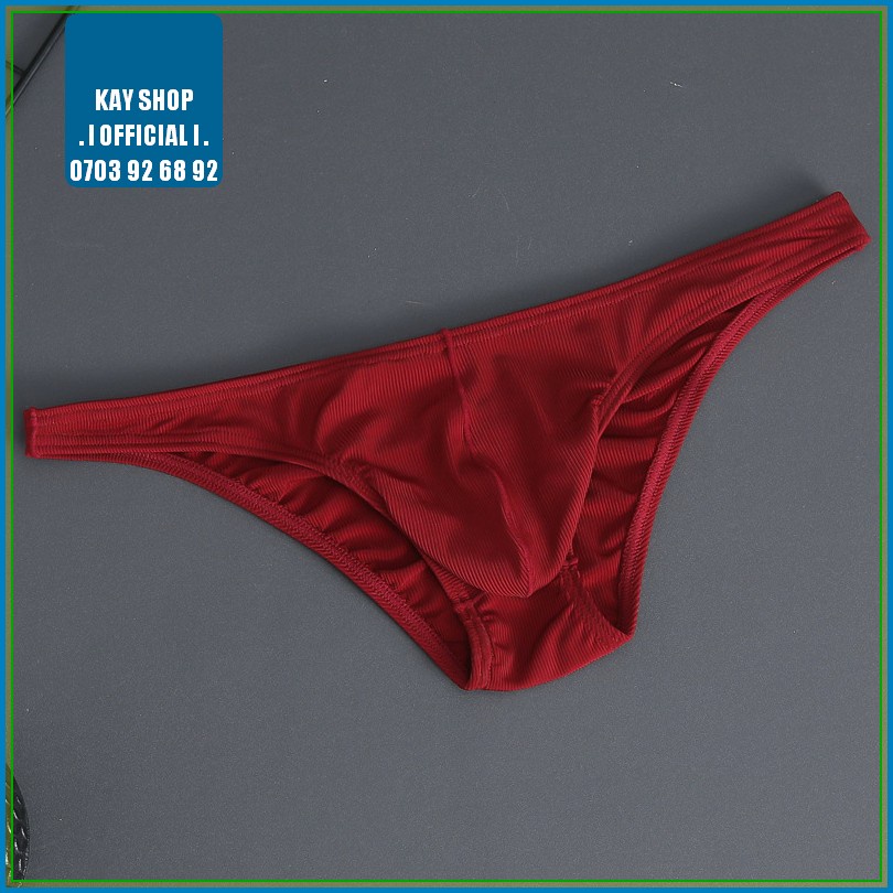 Quần lót nam trơn ôm mông kiểu tam giác mini thun cotton vân sọc - Quần sịp nam cạp lưng thấp bikini quyến rũ
