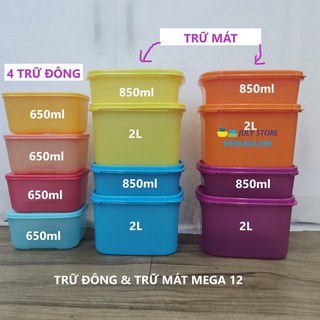 Tupperware hộp bảo quản thực phẩm Colorful rectangular 250ml 850ml 1,9L