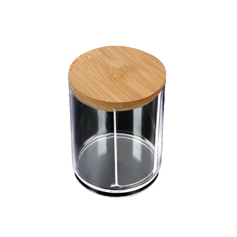 [Hàng mới về] Hộp đựng tăm bông cotton/ cotton tẩy trang có nắp tre tiện dụng cho nữ