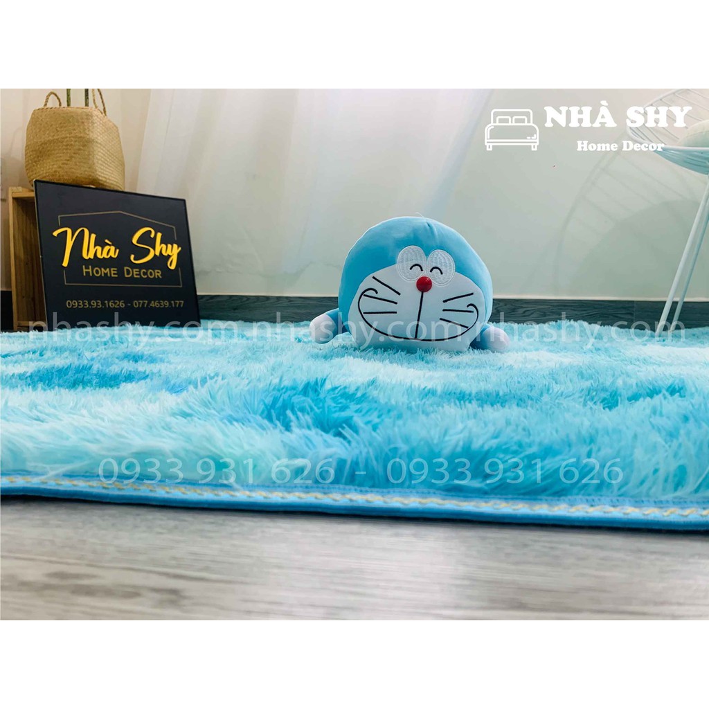 Thảm Lông Trải Sàn Màu Xanh Da Trời Loang - Size 2mx1m6