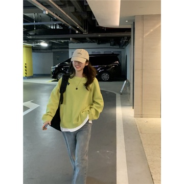 Áo Nỉ Nữ Dài Tay Cổ Tròn Màu Trơn Thời Trang Mới