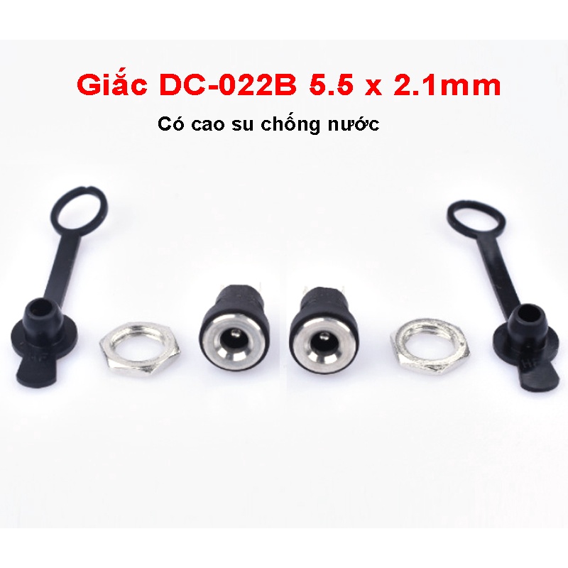 Giắc sạc DC-022B 5.5x2.1mm DC-022C 3.5x1.3mm phi 7.5mm