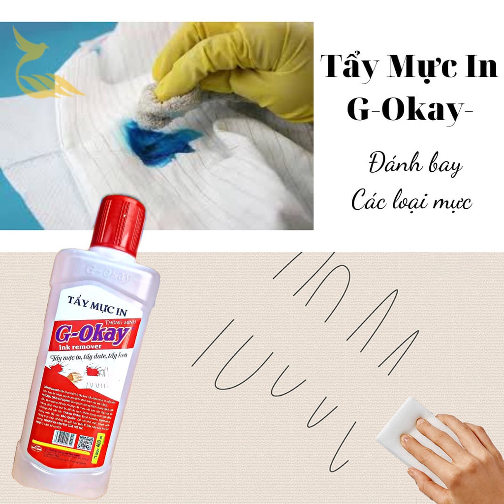 DUNG DỊCH CHẤT TẨY ĐA NĂNG MỰC IN - MỰC DATE - TẨY KEO SIÊU TỐC G-Okay 400ml