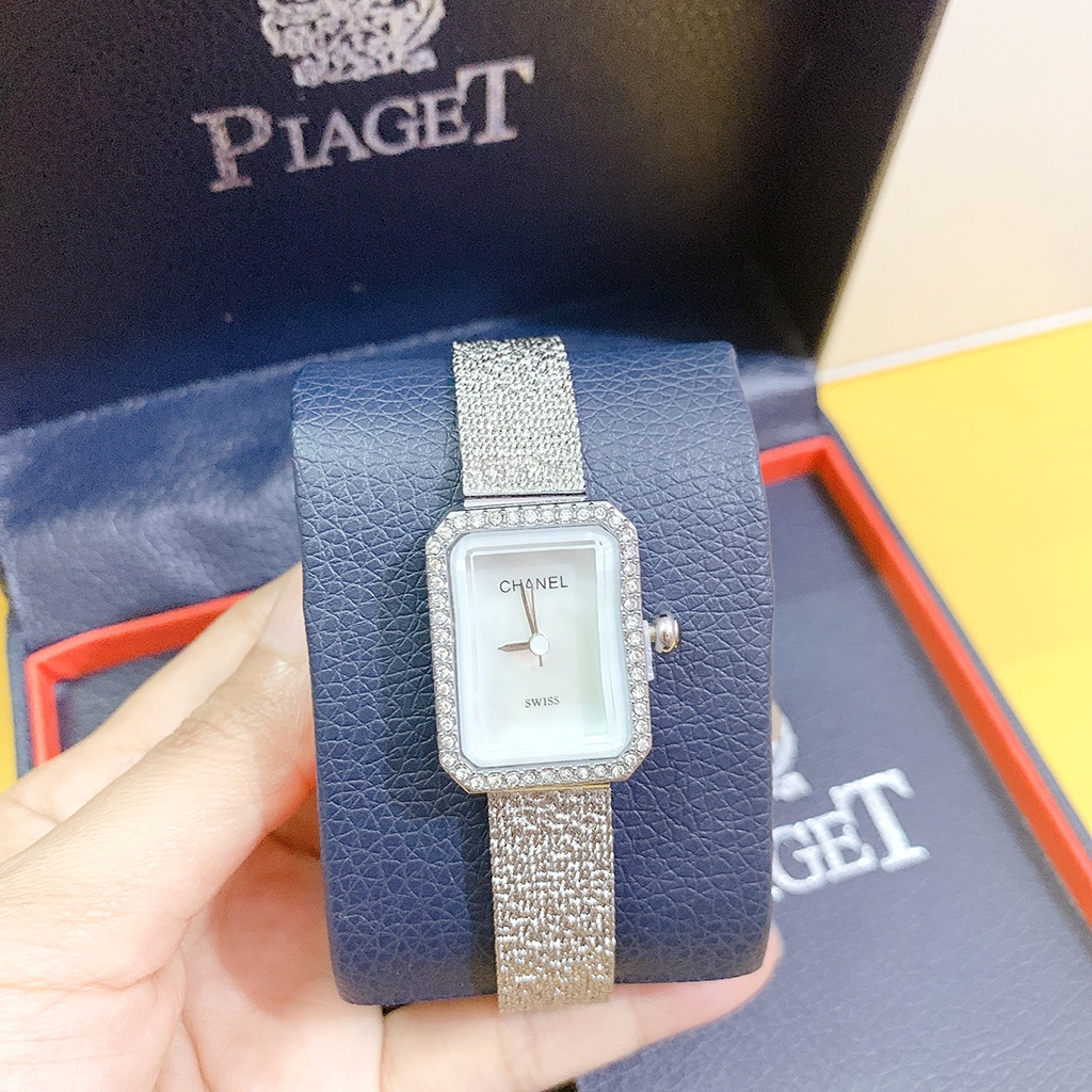 Đồng hồ nữ Chanel mặt vuông viền diman dây kim loại cao cấp - Bảo hành 12 tháng | BigBuy360 - bigbuy360.vn