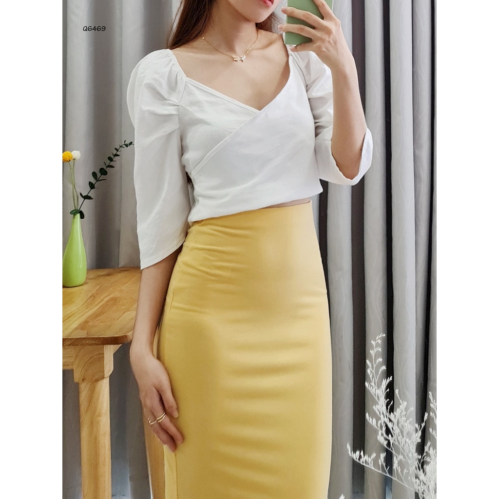 Q6469 - Chân váy thun bút chì F21, trơn