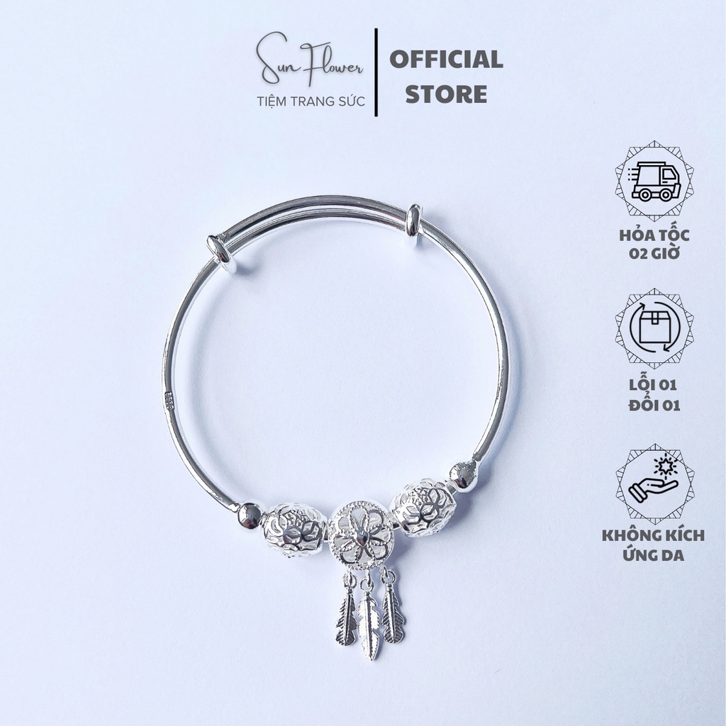 Vòng tay bạc nữ 925 nhã nhặn, cá tính Sunflower SUN02