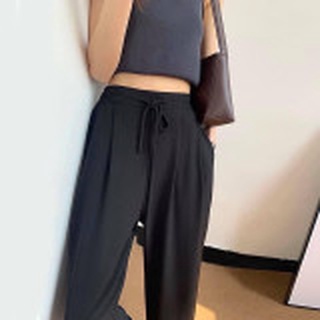 Quần tây ống rộng lưng thun dây eo F21
