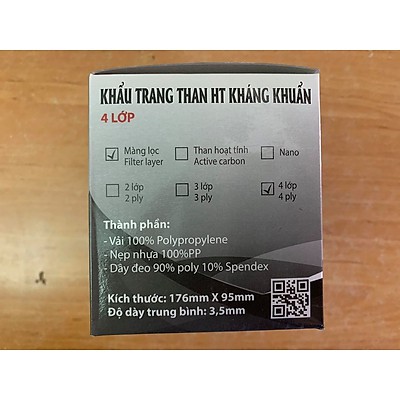 Khẩu trang y tế 4 lớp than hoạt tính Number One ( hộp 50 cái )