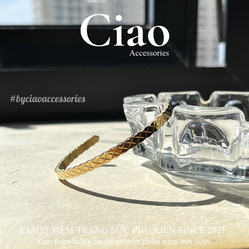 [HOẢ TỐC 1H] Vòng tay/ Lắc tay titan không gỉ thiết kế hoạ tiết đan chéo tinh tế trendy Laelie Ciao