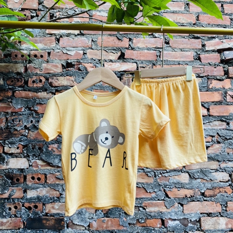 Bộ cộc tay bé trai bé gái QC-KIDS, quần áo trẻ em mùa hè chất cotton gấu bear 8-18kg