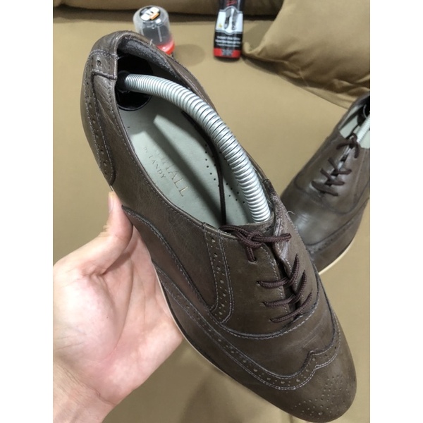 [Giày 2hand] [Size 42] [TonaShoe] Giày Tây Kiểu Dáng Wingtips Broughe Thương Hiệu Tandy Da Bò Bóng Màu Xám