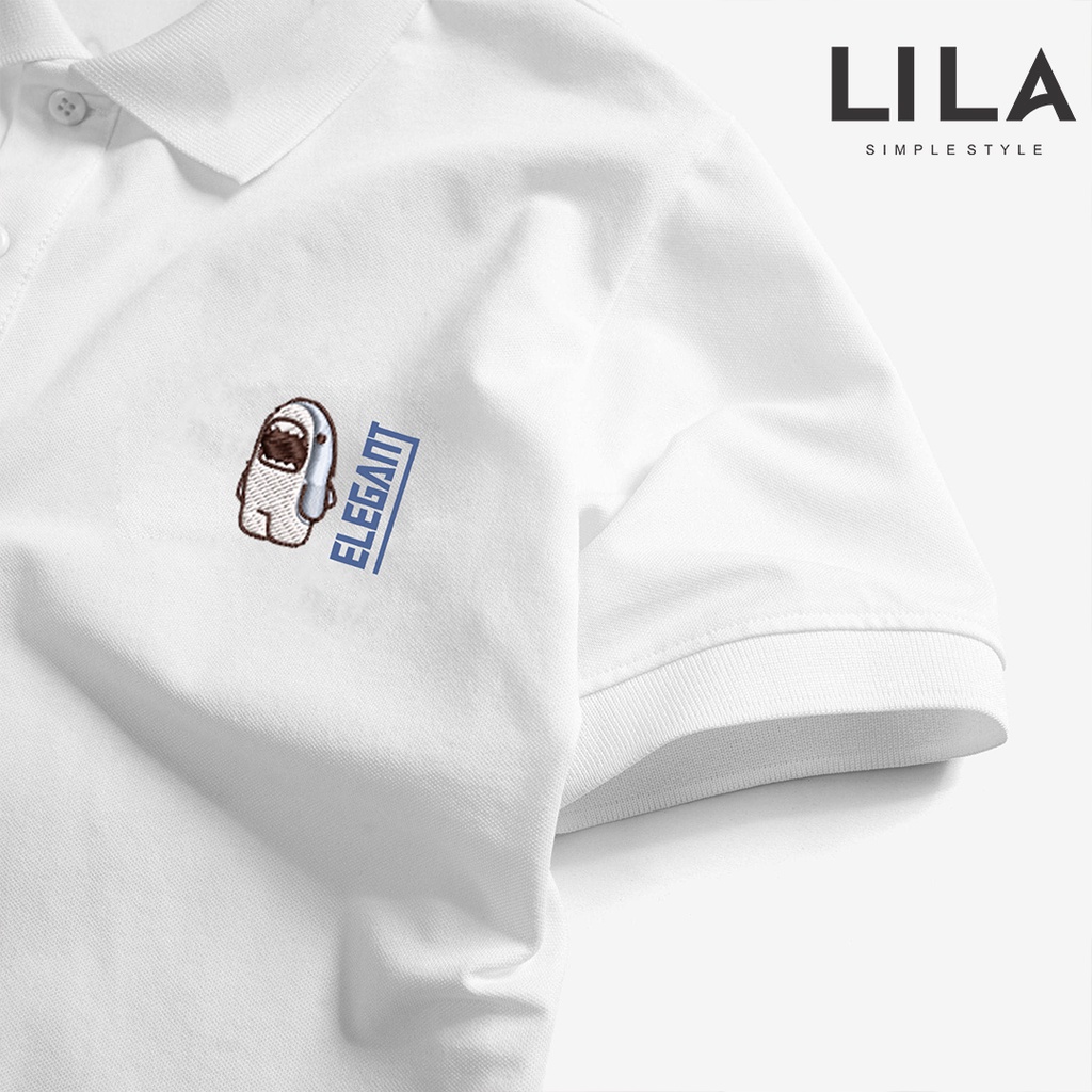 Áo POLO nam ELEGANT THÊU TÊN yêu cầu basic đẹp vải cá sấu COTTON mềm mịn co giãn 4 chiều, chống nhăn, thoáng mát - LILA