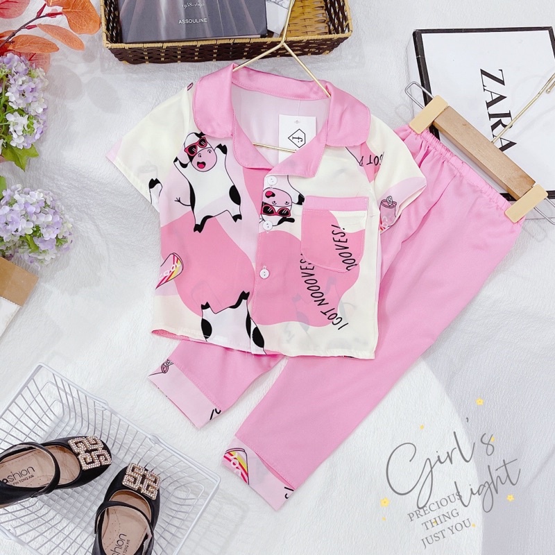 bộ pijama lụa satin cho bé 9-21kg