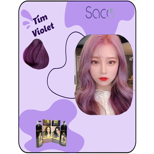 Dầu gội nhuộm tóc Tím Violet SACO PUPPLE 11 không gây khô xơ tóc từ thảo dược thiên nhiên