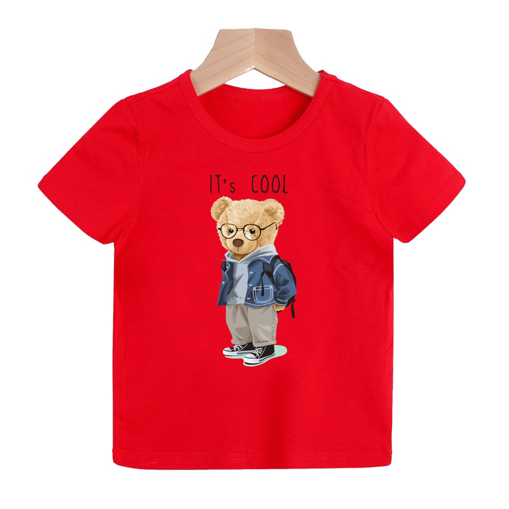 ( khuyến mãi ) Áo thun trẻ em hình người gấu mang balo IT COOL ( trai và gái).áo cho bé từ 6kg-30kg.AL20. .