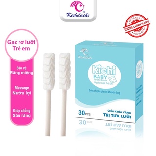 Hộp 30 Que gạc rơ lưỡi , tưa lưỡi Kichilachi vệ sinh răng miệng cho bé