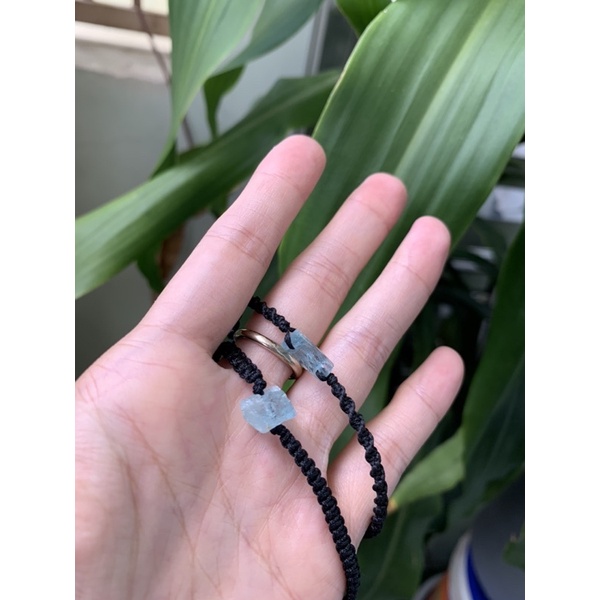 Vòng tay thắt macrame đá Sunstone/  Moonstone/ Aquamarine thô tự nhiên