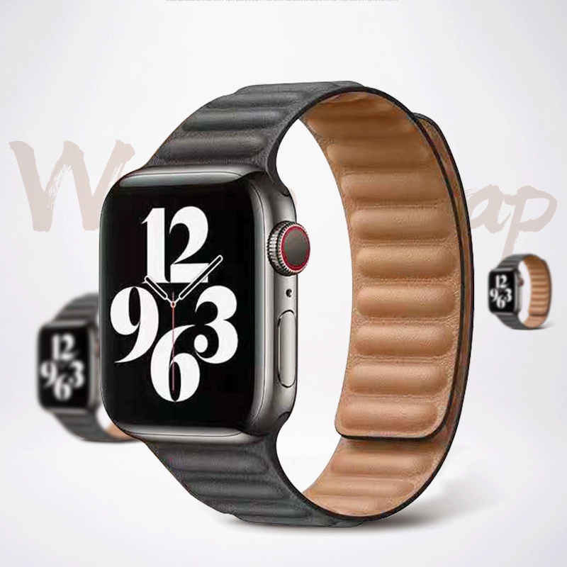 Dây Đeo Bằng Da Khóa Nam Châm Cho Đồng Hồ Thông Minh iWatch Series 2 3 4 5 6 7 SE 38mm 40mm 42mm 44mm Series 7 41mm 45mm