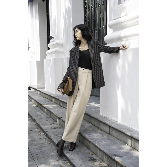 Quần culottes ống suông nữ MADELEN nhiều màu trơn dáng cạp cao