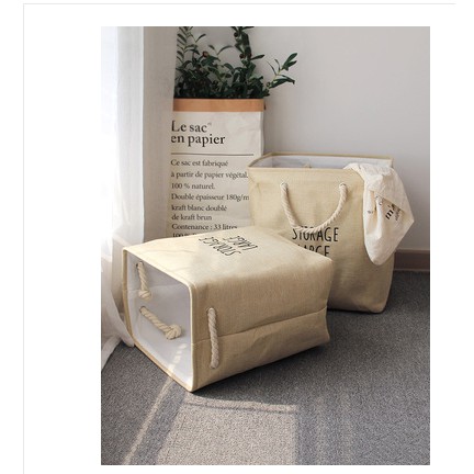 Giỏ vải đựng quần áo, hình chữ nhật vintage dày dặn