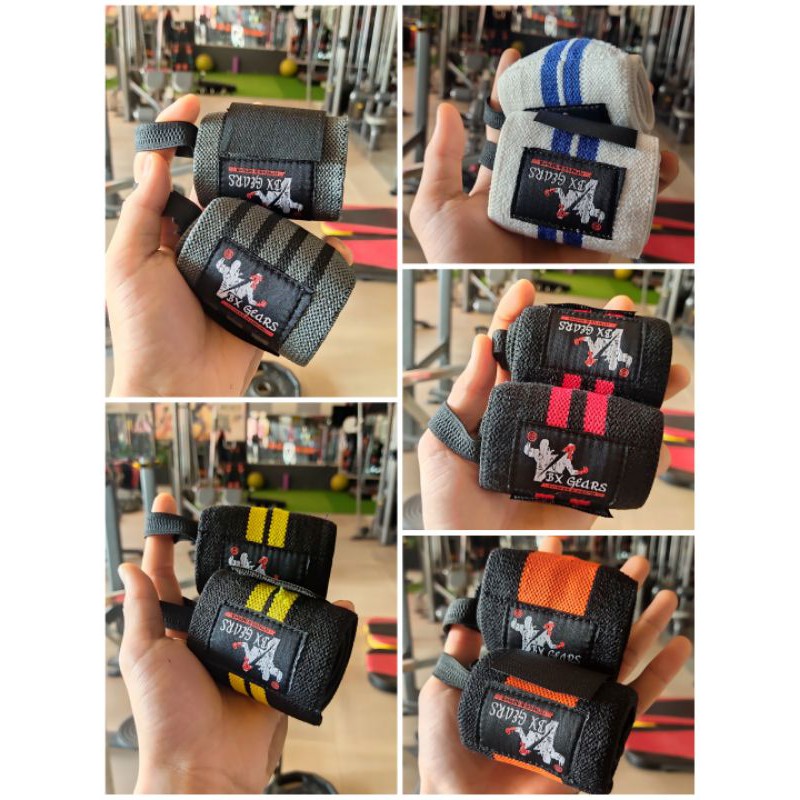 Dây quấn cổ tay tập Gym - Dây quấn bảo vệ cổ tay BX GEARS - 5 màu: xám, trắng, đỏ, cam, vàng