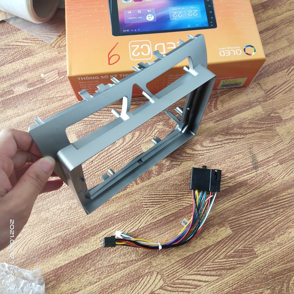 Mặt dưỡng kia morning 2008-2012 kèm jack nguồn zin - lắp màn android 9 inch