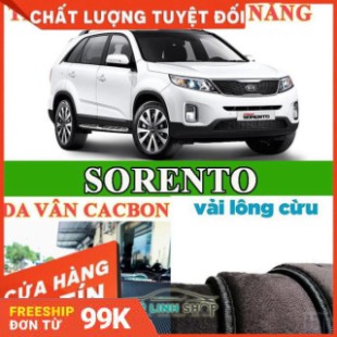 Thảm Taplo Xe KIA SORENTO Da Carbon 3 Lớp Hoặc Nhung Lông Cừu Hàng Loại 1 -FREE SHIP